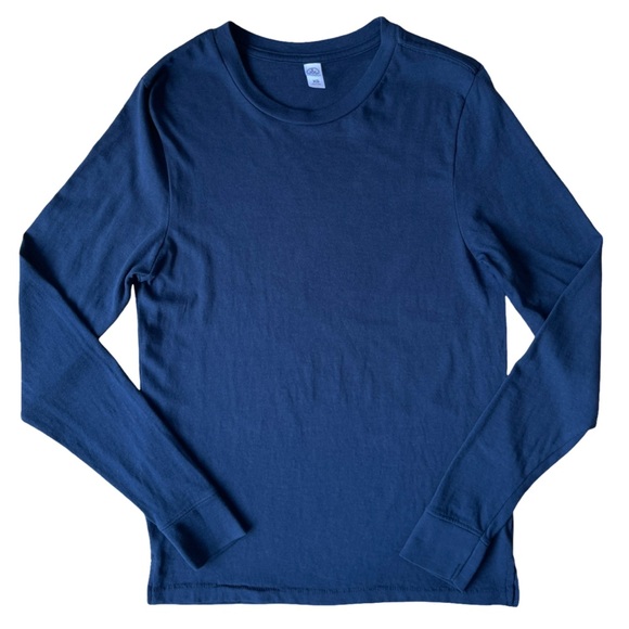 Alternative Apparel Classic Fit Long Sleeve Navy Blue Tee - Size XS - Picture 2 of 9